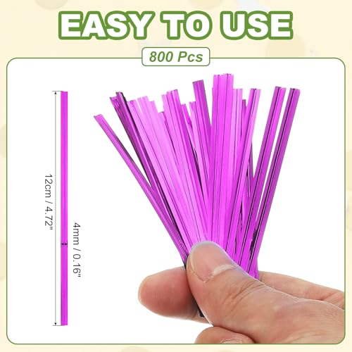 Bag Twist Ties 5 Inch, 800 Pcs Metallic Bread Ties for Treat Plastic Bags Gift Wrapping Candy Coffee Bag Plant Party Cake Favor, Purple - view 2