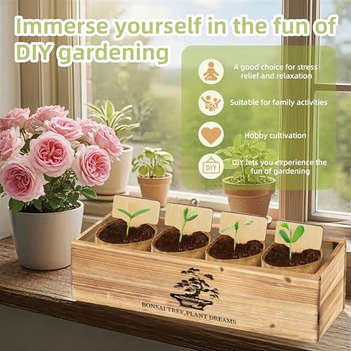 Premium Bonsai Kit,Complete Bonsai Starter Kit with Wooden Gift Box,repotting mat, Burlap Pots & Gardening Tools, DIY Bonsai Plant Set for Adults & Beginners (Seeds Excluded)Birthday Thanksgiving gift - view 3