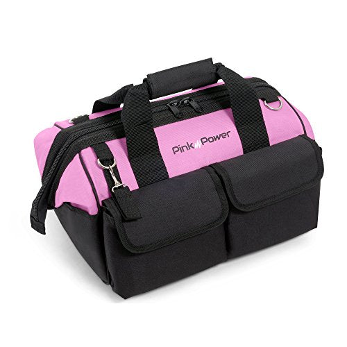 Pink Tool Bag for Women -16" Tool Tote Bag w/ 22 Storage Pockets