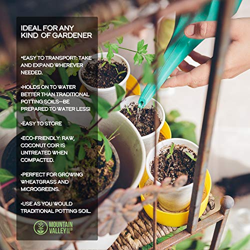 Minute Soil - Compressed Coco Coir Fiber Grow Medium - 3 Bricks = 4.5 Gallons of Potting Soil - Seed Starting, Gardening, House Plants, Flowers, Microgreens, Wheatgrass - Add Water - Peat Free - OMRI - view 4