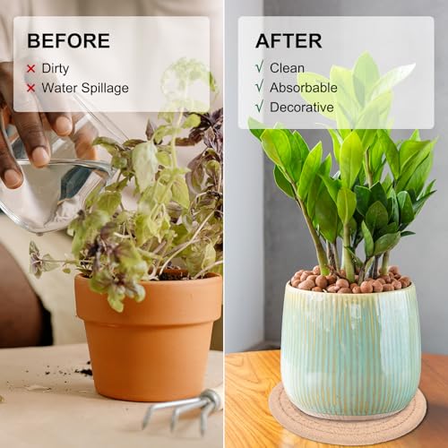 4-Pack Plant Coasters 7 Inch Woven Plant Mat Stripe Color Set - view 5