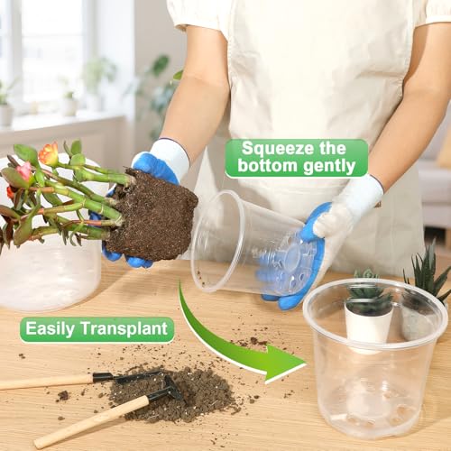 10/8/6/5 Inch Large Clear Nursery Pots with Drainage Holes, 16 Pack Gallon Clear Plastic Pots for Plants, Seedling Starter Pot, Garden Plant Pots for Succulents Flowers - view 5