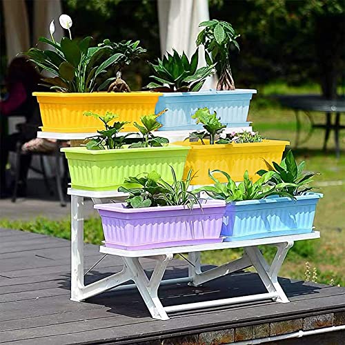 4 Packs 17 Inch Rectangular Window Flower Box Planter with Tray for Balcony, Windowsill, Garden - view 5