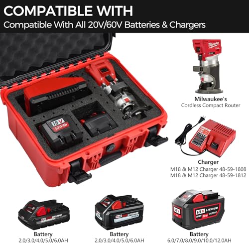 Case for Milwaukee M18 Cordless Compact Router – Waterproof Hard Tool Box for 18V/20V Compact Router, Router Bits, Battery & Charger Storage (Case Only) - view 2