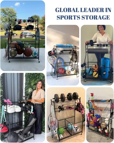 Rolling Sports Equipment Organizer for Garage Gear and Toys - view 4