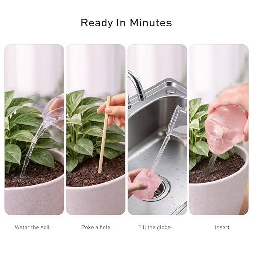 10 oz Glow-in-The-Dark Smiling Cute Skull Glass Plant Watering Globes, Halloween Goth Water Bulbs, Gothic Plant Self Watering Devices, Self Watering Planter Insert Plant Waterer, 2 Pack - view 7
