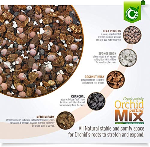 Orchid Potting Mix - Made in USA - Premium Grade Recipe for Proper Root Development - Phalaenopsis, Cattleyas, Dendrobiums, Oncidiums and More! Fir Bark, Charcoal, Coconut Husk, Clay Pebbles - view 2