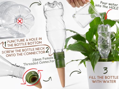 Plant Self Watering Stakes Automatic Terracotta Bottle Adapter Devices - view 2