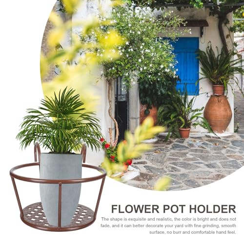 Balcony Hanging Flowerpot Stand Iron Plant Pot Shelf for Patio Railing with Thickened Antique Bronze Frame – Outdoor Gardening Supplies for Hanging Planters and Fence Plant Display - view 7