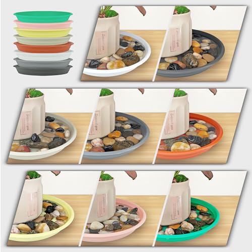 12Pcs Colourful Plant Saucer, 6 8 10 Inch Durable Plastic Plant Tray, Round Plant Pot Saucers, Drip Tray for Indoor and Outdoor Garden, Light Gray - view 6