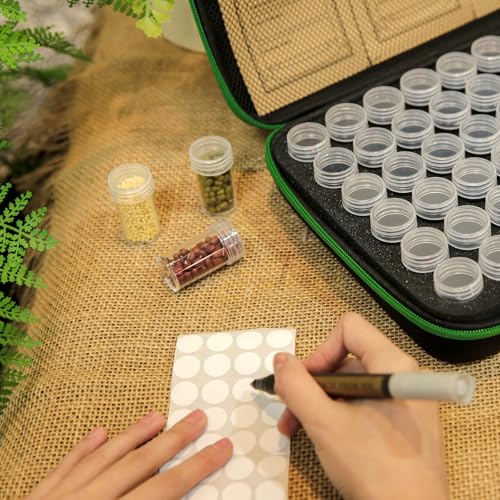 Seed Storage Organizer Box 60 Slots, with 20 Envelopes and Small Tool, Sturdy Seeds Saving Seed Bank Container Kit (Seeds not Included) - view 2