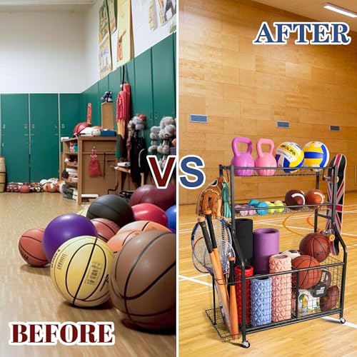 Rolling Sports Equipment Organizer for Garage Gear and Toys - view 6