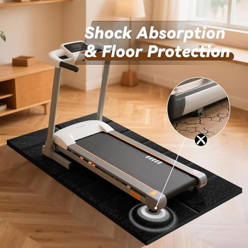 Treadmill Mat for Carpet Floors, 63"×30", 0.24" Thick Walking Pad Mat for Hardwood Floors Protection, Non-Slip, Shock Absorption, Heavy Duty Exercise Equipment Mats for Home Gym Workout - view 3