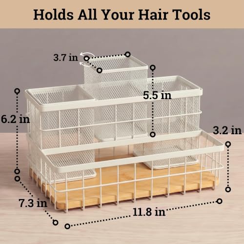 Hair Tool Organizer Countertop, Breathable Metal & Bamboo, Heat-Resistant - view 6