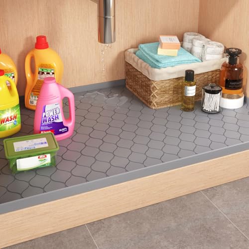 Waterproof Under Sink Mat 34" x 22", Silicone Mat, Dark Gray - view 7