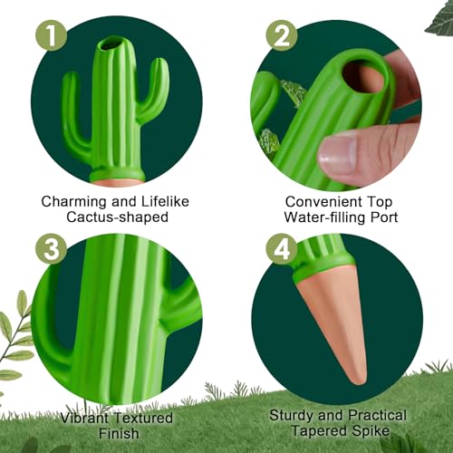 4 Pack Self Watering Spikes and Globes, Handmade Terracotta Cactus Self-Watering Plant Devices with Slow Release System, Automatic Plant Water Bulbs for Indoor and Outdoor Garden Vacation - view 5