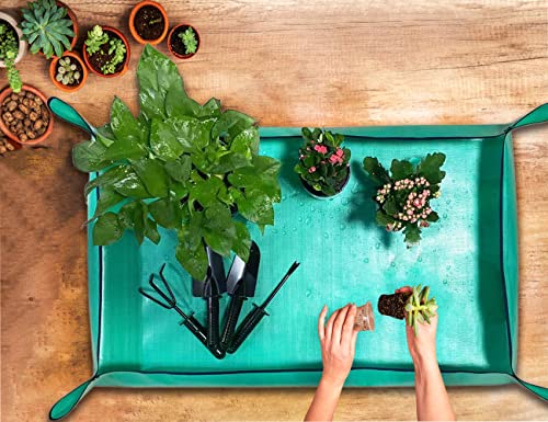 2 PCS Plant Repotting Mat for Indoor Plants, 43" X 29" Thickened Foldable Waterproof Plant Potting Tray and Mess Control, Portable Potting Mat Gardening Tray for House Plants Succulents, Extra Large - view 3