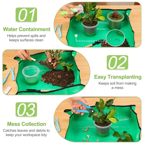 59Pcs Clear Nursery Pots Kits with Grow Light Includes 22 Pack 4'' Seed Starter Pots with Silicone Base & Lids, Clear Plant Pots for Propagation, Seedling Pots Kit with Drainage, Labels, Repotting Mat - view 6