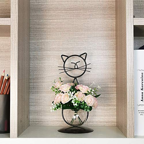 Desktop Glass Planter Vase Holder, Modern Creative Cat Plant Terrarium Metal Stand for Hydroponics Plants Home Garden Wedding Decoration Outdoor Planter Ideas (Style 2) - view 4