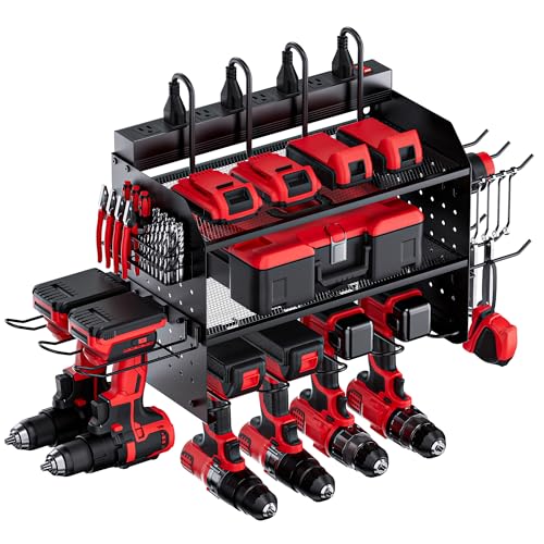 Power Tool Organizer Wall Mount, 3-Layer Charging Station, Black