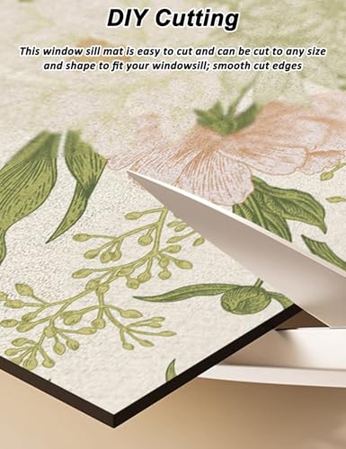 Absorbent Window Sill Protector Mat Diatomaceous Earth - 4-16" Wide Decorative Window Sill Cover Bay Window Seat Cushion Pad Non-Slip/Dust-Proof from Dog Cat Scratching(D,100x20cm/39.4x7.9in) - view 3