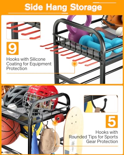 Garage Sports Equipment Organizer - Rolling Ball Storage with Wheels - view 5