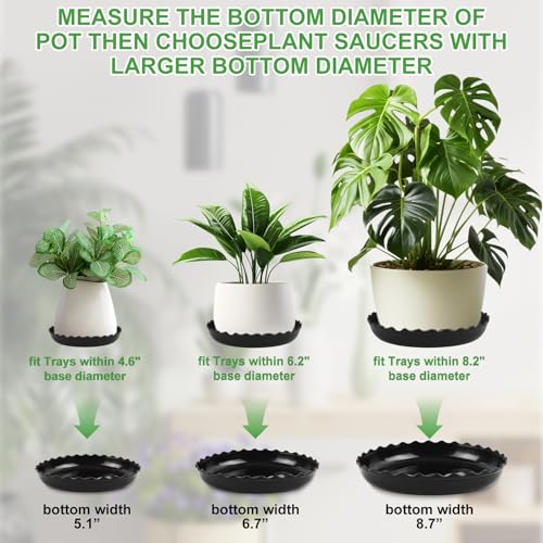 12 Packs Wave Plant Saucer - Plastic Flower Pot Drip Trays/Durable Heavy Duty Black Plant Tray for Indoor and Out Door Plant(6/8/10 inch) - view 3