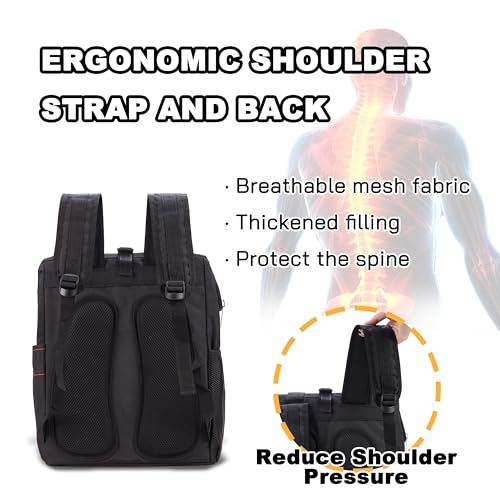 Backpack Tool Bag with Padded Back Support Heavy Duty Tool Kit Carrier Storage Bags for Electrician, Plumber, HVAC, Cable Repairman - view 5