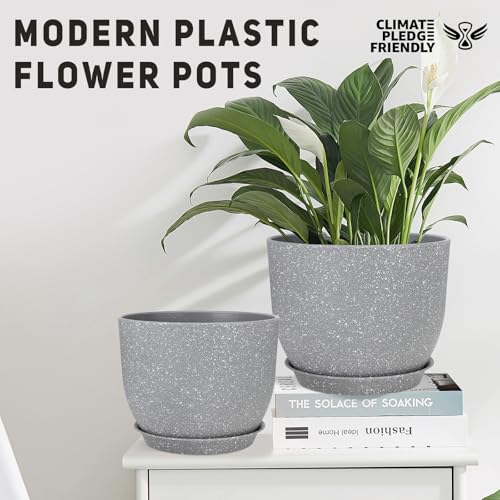12/10/9 Inch Indoor Large Planter with Drainage & Saucers for Plants - view 4