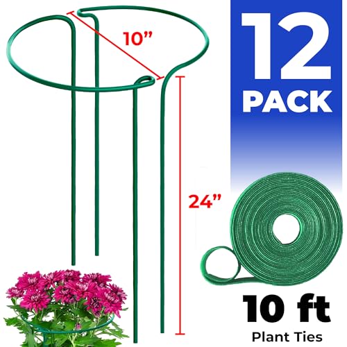 12 Pack Tall Snake Plant Support Stakes – 10" W x 24" H Half Round Peony Cages and Supports for Indoor and Outdoor Plants – Plant Cage Ring Support for Flower - Peony, Tomato, Hydrangea, Rose Bush - view 2