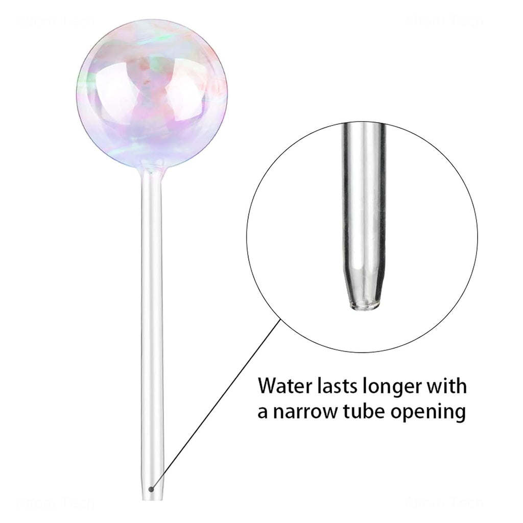 [6 PCS] Light iridescent rainbow gradient color clear glass self-watering system spikes, automatic plant waterer bulbs - view 4