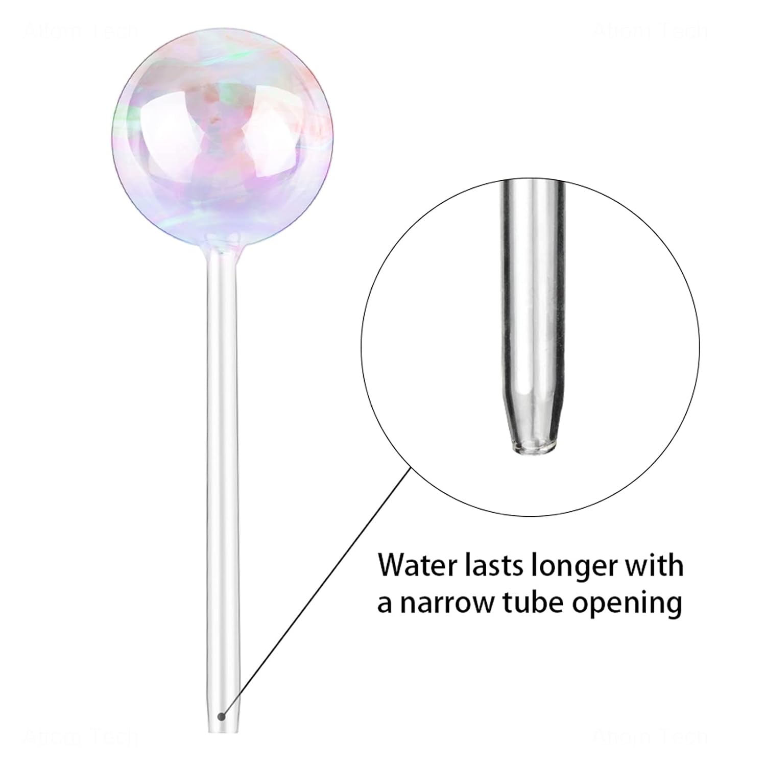 [6 PCS] Light iridescent rainbow gradient color clear glass self-watering system spikes, automatic plant waterer bulbs - view 4