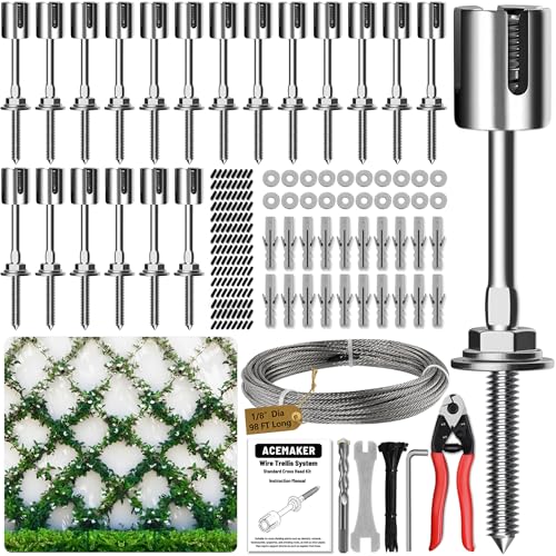 Wire Trellis Kit, 20-Set 1/8” Crosshead with Cutter & 98ft Cable