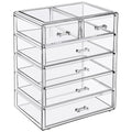 6-Drawer Makeup Organizer with Small & Wide Drawers (Clear)