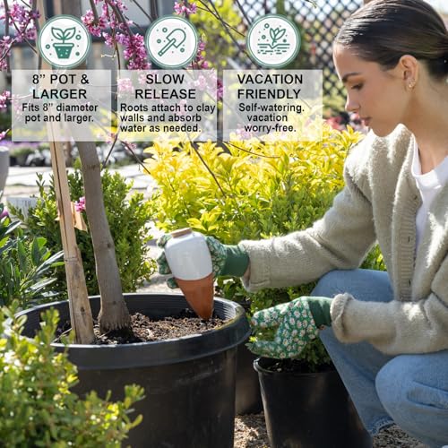 Plant Self Watering Globes - Terracotta Watering Spikes - Slow Release Olla Pots - Holds 14 oz - Drip Irrigiation Olla System - view 2