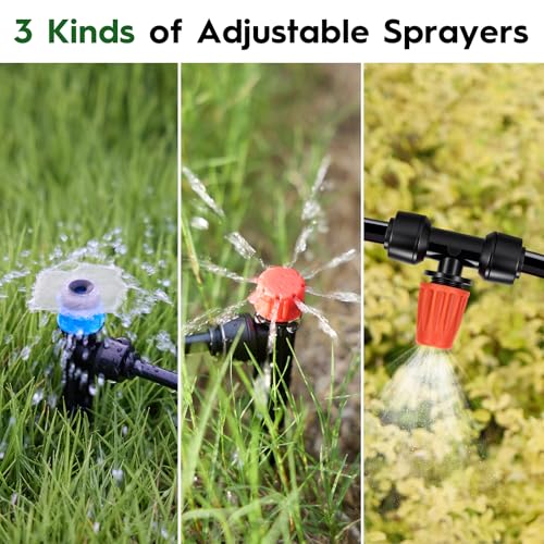 160FT Quick-Connect Drip Irrigation System 30FT 2/5" & 130FT 1/4" Tubing, Drip Irrigation Kit with Adjustable Nozzles, Automatic Garden Watering System - view 2