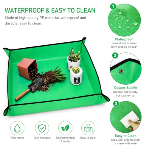 Repotting Mat for Potting Soil Mess Control, 26.8" x 26.8" Waterproof Plant Potting Mat, Succulent Orchid Potting Tray for Plant Pots, Gardening Gifts Bonsai Tools - view 4