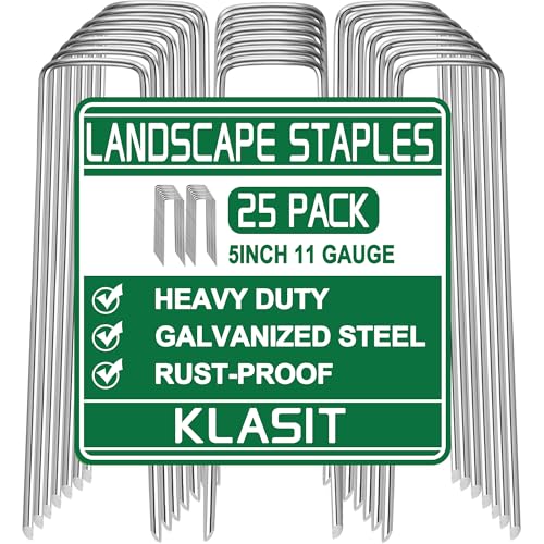 Garden Stakes 5Inch-25Pack,Heavy Duty Galvanized Landscape Staples