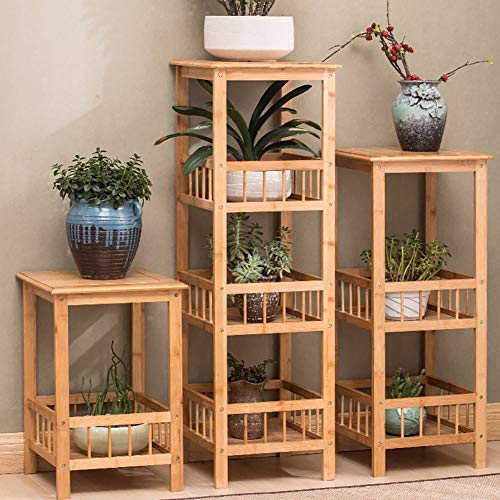 Multi-Layered Floor-Standing Flower Shelf Wooden Decoration Plant Stand Plant Storage Rack with Guardrail Beige-50cm - view 5