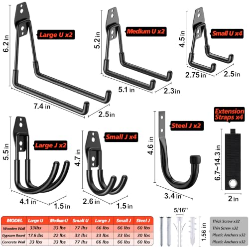 20-Pack Heavy Duty Garage Hooks for Storage & Hanging Items - view 2