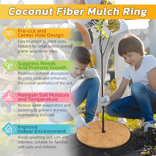 6 Pack Coconut Fiber Mulch Ring Tree Plant Protector Mat, 24 Inch - view 4