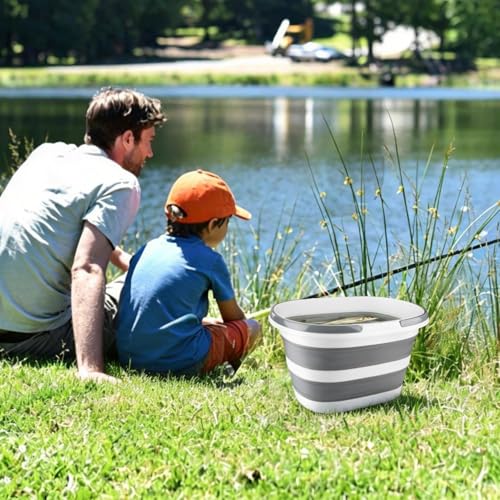 10L Collapsible Bucket with Handle, Foldable Ice Bucket Car Wash Buckets for Cleaning, Portable Wash Basin for Fishing Gardening Window Washing Mopping Household Use Cleaning Supplies - view 4