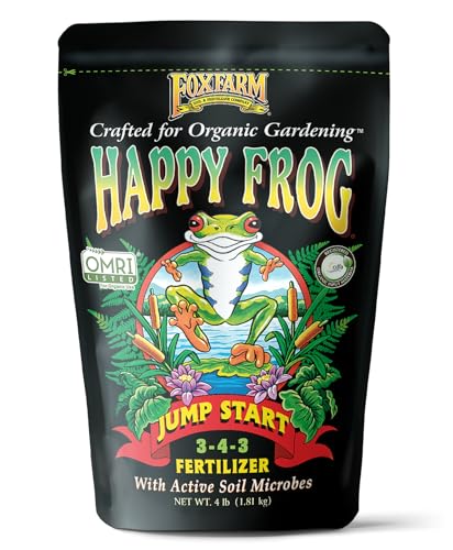 Happy Frog Jump Start Fertilizer - 3-4-3 Blend with Calcium & Mycorrhizal Fungi - Supports Early Growth & Root Development - Phosphorus Fertilizer for Transplanted Seedlings & Re-Potted Plants - 4 lb