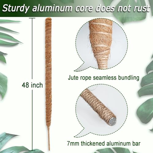 48 Inch Moss Pole, Bendable Moss Pole for Plants Monstera, Tall Moss Poles for Climbing Plants Indoor, Large Moss Pole Support, Garden Trellis Plant Stick Stakes for Potted Plants, Pothos - view 3