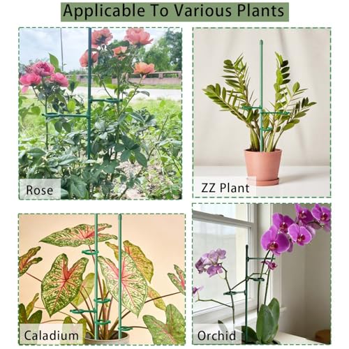 20 Set Plant Stakes 12 inch Extendable Plant Support Stakes with Adjustable Clips Rings, Flower Stem Plant Support Sticks for Indoor Outdoor Plants Stabilizer Garden Sticks for Orchid Rose Tomato - view 6