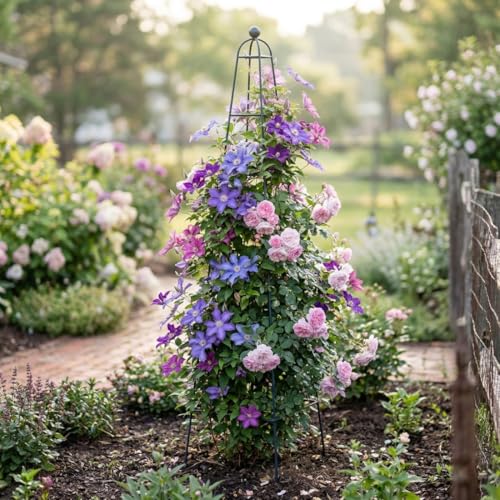 6.5 ft Pyramid Obelisk Garden Trellis, Metal Rustproof Plant Support Rose Trellis, Tower Potted Cages for Flowers Fruits Vegetable Vines Indoor & Outdoor - view 5