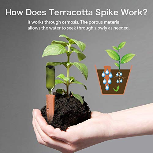 Plant Watering Spikes, Plant Vacation Waterer Wine Bottle Watering Stakes Terracotta Devices Slow Release Self Spikes for Indoor Outdoor - view 4