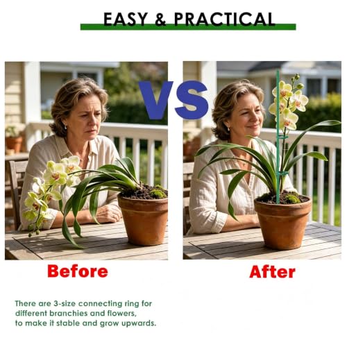 20 Set Plant Stakes 12 inch Extendable Plant Support Stakes with Adjustable Clips Rings, Flower Stem Plant Support Sticks for Indoor Outdoor Plants Stabilizer Garden Sticks for Orchid Rose Tomato - view 5