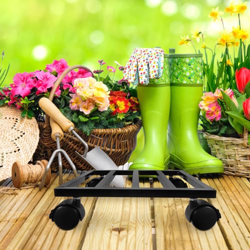 25cm Iron Plant Pot Stand with Wheels for Planter Moving - view 5