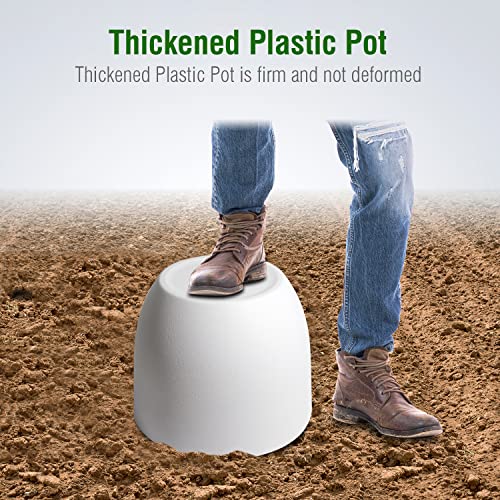 12/10/9 Large Plant Pots, Plastic Planters with Drainage Holes and Saucers for Indoor Outdoor Plants Flowers, White - view 5